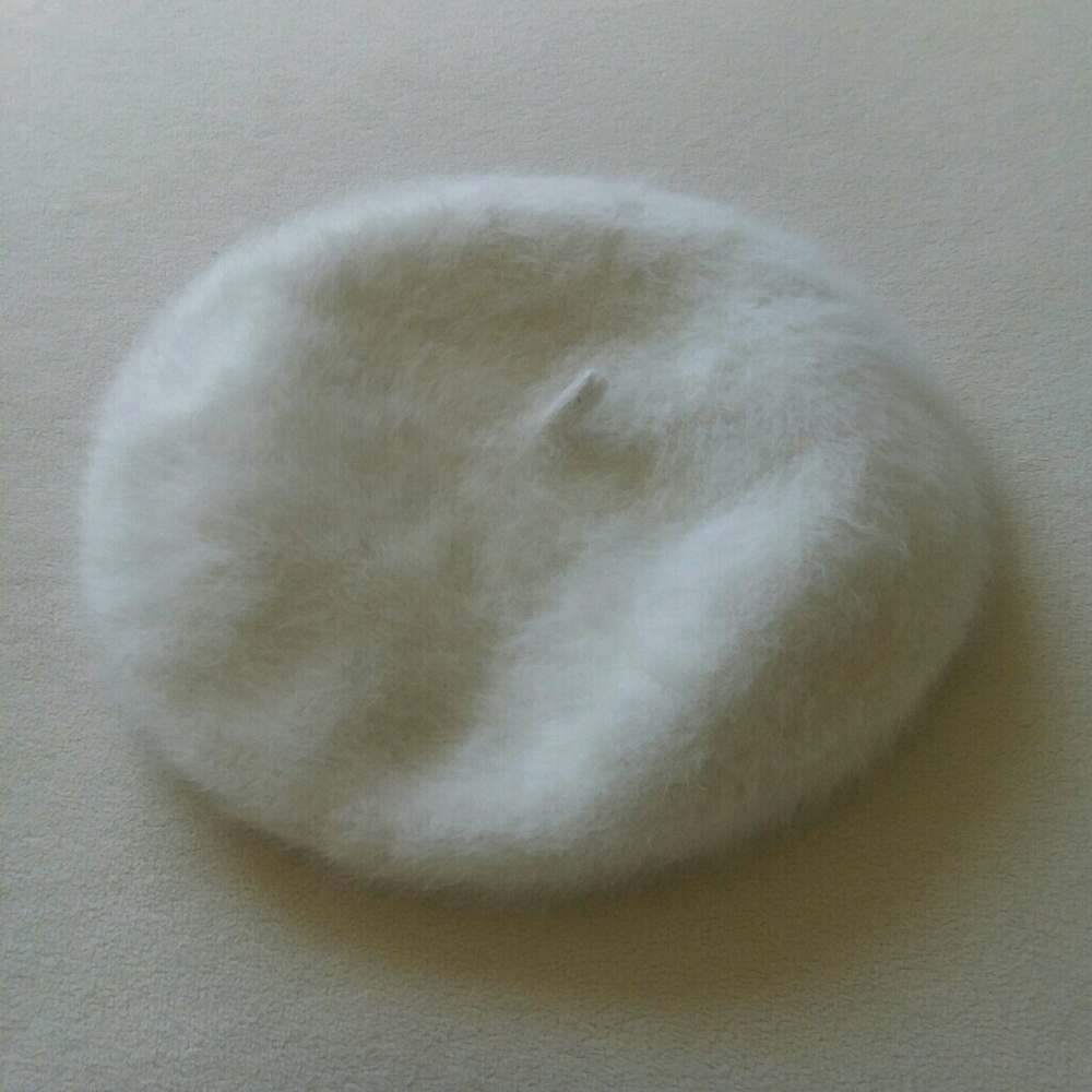 Winter White Rabbit Fur Beret